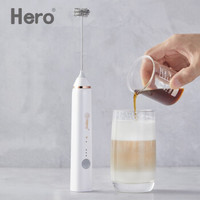 Hero双子电动打奶泡器咖啡奶泡机牛奶打泡器搅拌打蛋器 实发打奶器+玻璃量杯 *3件