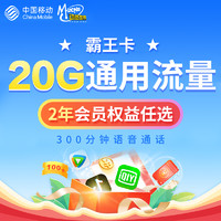 中国移动 霸王卡（39元月租、20G通用+300分钟+2年视频会员）