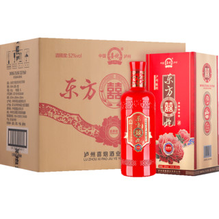 东方喜炮 吉祥红 52%vol 浓香型白酒 450ml*6瓶 整箱装