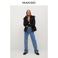 MANGO女装外套2020秋冬新款中等设计高翻领内衬仿毛皮连帽大衣