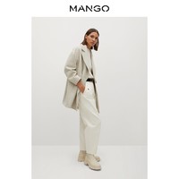 MANGO女装大衣2020秋冬新款宽大设计羊毛双排扣大衣