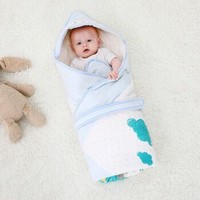 象宝宝（elepbaby）婴儿抱被新生儿用品包被棉花被子秋冬加厚宝宝防惊跳襁褓包被猫头鹰蓝色100X100cm+凑单品