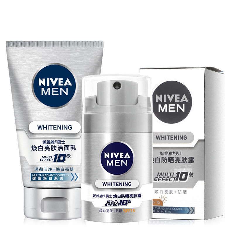 NIVEA MEN 妮维雅男士 焕白防晒系列护肤套装 (亮肤洁面乳100g+防晒亮肤露50g)