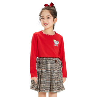 Hello Kitty 凯蒂猫 K151025 女童长袖T恤 中国红 140cm
