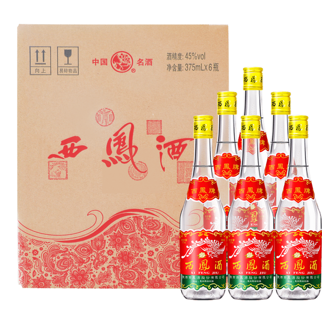 西凤酒 45%vol 凤香型白酒 375ml*6瓶 赠 酒具一套