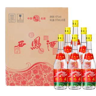 西凤酒 45%vol 凤香型白酒 375ml*6瓶 整箱