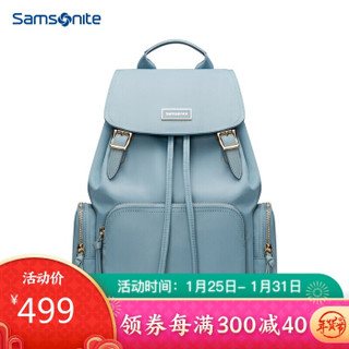 新秀丽双肩背包电脑包女包韩版书包 Samsonite学生潮流休闲旅行包 TQ4 浅蓝色