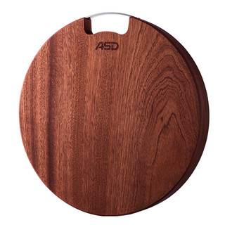 ASD 爱仕达 乌檀木砧板家用长方形圆形实木水果案板不开裂和面切菜面板（乌檀木双面38.5×26.7×3cm）