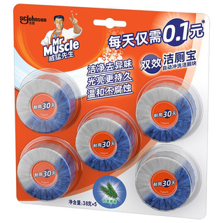 Mr Muscle 威猛先生 双效自动冲洗洁厕块 38g*5块 百草青香