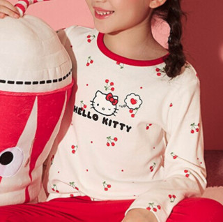 Hello Kitty 凯蒂猫 K155026 女童秋衣裤套装 中国红色 140cm