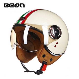 BEON 摩托车头盔 男女通用四季保暖半盔 防风安全防护B-110系列 亚钛黑 M (适合54-56cm)