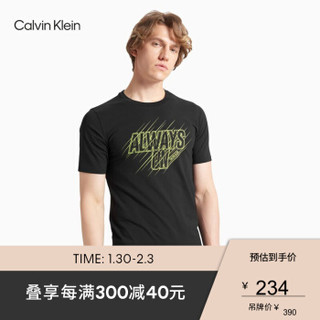 CK运动2020秋冬款男装圆领时尚百搭运动潮流短袖T恤4MF0K237 007-黑色 XL *2件