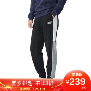 彪马 PUMA 男子 基础系列 PUMA BLOCK Sweatpants TR 运动 针织长裤 587158 01黑色 L码(欧洲码)