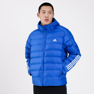 adidas 阿迪达斯 棉服男上衣 冬季新款连帽运动服保暖外套 3XL 蓝色