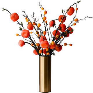 柿柿如意仿真柿子假花果树枝插花干花客厅摆件新年家居装饰品摆设
