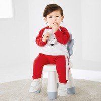 巴拉巴拉秋季男童套装女童运动套装婴儿潮装宝宝套装动物萌 90cm 中国红60611