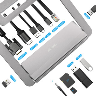 贱驴Type-C桌面千兆网口支架式拓展坞USB-C转VGA/HDMI转换器苹果Macbook华为/小米笔记本电脑投屏扩展坞雷电3