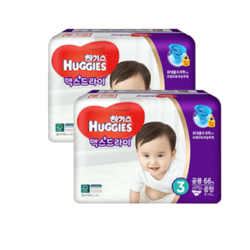 HUGGIES 好奇 进口好奇超干爽纸尿裤M66片*2包 婴儿宝宝尿不湿针对夜用需求开发