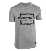 迪卡侬儿童短袖运动T恤篮球服女童男童夏季快干小学生新品TARMAK 5603 12岁 高级灰