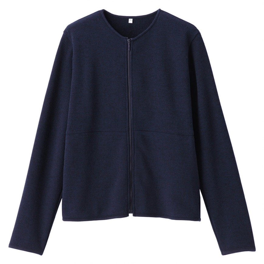無印良品 MUJI 无印良品 女士针织短外套 W8AB231 深海军蓝 XS