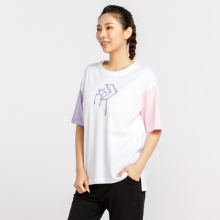 CONVERSE 匡威 女子运动T恤 10020854-A01  白紫粉 M