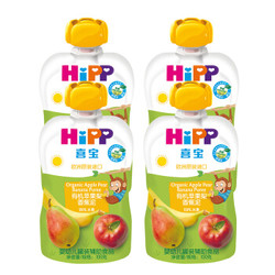 喜宝（HiPP）婴幼儿袋装辅食宝宝零食 蔬果泥（6-36月龄适用）欧洲原装进口 苹果梨香蕉泥*4