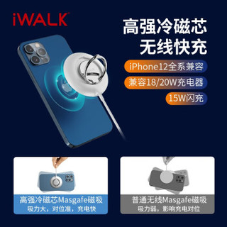 爱沃可（iWALK）magsafe充电器磁吸式带指环扣无线15W快充iPhone12promax/mini手机专用配件