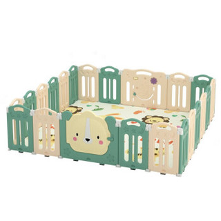 澳乐 儿童婴儿游戏围栏宝宝学步爬行垫家用室内外儿童游乐场安全护栏狮子折叠围栏 米绿18+2 +凑单品