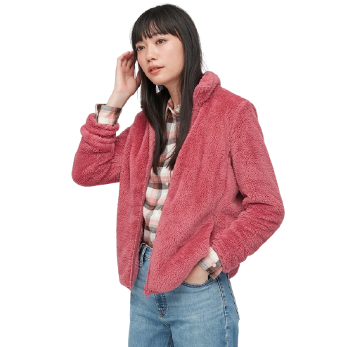 优选uniqlo 优衣库 女士摇粒绒短外套 428330 桃红色 s