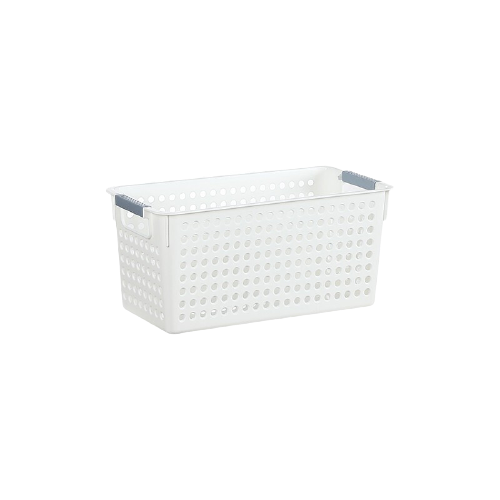 Younal 友耐 桌面收纳篮塑料镂空收纳筐厨房零食杂物收纳盒浴室洗澡篮子 窄型小号-白色
