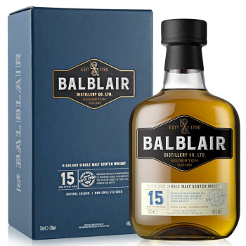 御玖轩 巴布莱尔12/15/18/25年苏格兰单一麦芽威士忌（Balblair） 原装进口洋酒 巴布莱尔15年 46%Vol.