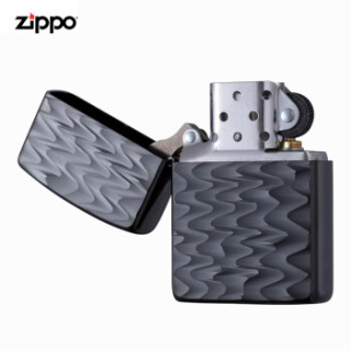 美国进口之宝（ZIPPO）防风煤油打火机不含油 盔甲黑钛金-涟漪 品牌直供原装正版