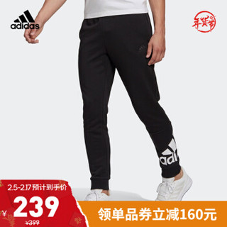 阿迪达斯官网 adidas M BL FT PT 男装训练运动裤装GK8968 黑色/白 A/M(175/80A)