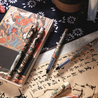 M&G 晨光 大英博物馆0.5mm水浒豪杰系列速干中性笔签字笔水笔 ARP57507 大英直液式中性笔 4支/盒