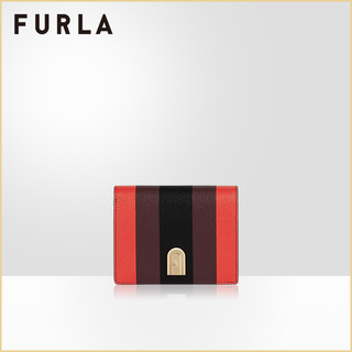 FURLA/芙拉1927 女士小号双折拼色个性短款钱包 PDF7-1056390（橙红色+紫红色+黑色）