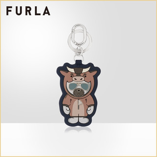 FURLA/芙拉KUMAFLAGE 2021早春新品男式小熊时尚百搭钥匙扣 MR00015-690（深蓝色+黑色+棕色）