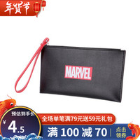 名创优品（MINISO）Marvel漫威 零钱包 迷你拉链钱袋休闲手包 漫威字母手拿包,黑色 *7件