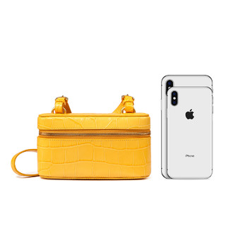 迪桑娜女包优雅复古相机包 2020新款包包真皮箱子包单肩包斜挎包（黄色*）