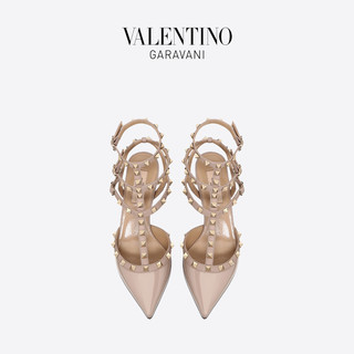 VALENTINO GARAVANI/华伦天奴 ROCKSTUD 漆皮系带铆钉高跟鞋 ZW2S0375VNWP45 （34.5、裸粉色）