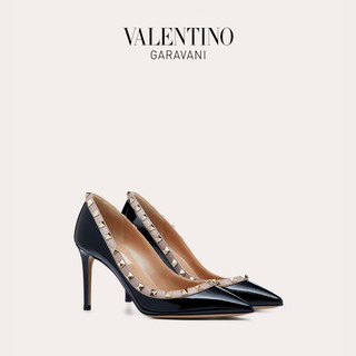 VALENTINO GARAVANI/华伦天奴 女士 黑色ROCKSTUD 漆皮铆钉高跟鞋 ZW2S0A04VNWN91 （34.5、黑色）