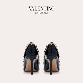 VALENTINO GARAVANI/华伦天奴 女士 黑色ROCKSTUD 漆皮铆钉高跟鞋 ZW2S0A04VNWN91 （36、黑色）