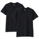 无印良品 MUJI 男式 无侧缝天竺编织 圆领短袖T恤 2件装 黑色 XL