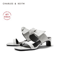 CHARLES&KEITH女鞋SL1-60920013蝴蝶结高跟凉拖鞋（34、Brown棕色）