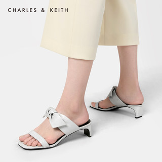 CHARLES&KEITH女鞋SL1-60920013蝴蝶结高跟凉拖鞋（36、Brown棕色）