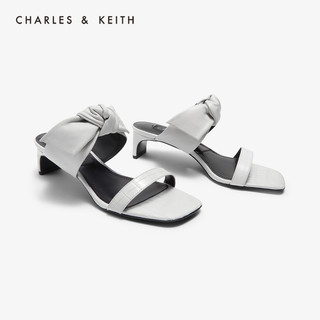 CHARLES&KEITH女鞋SL1-60920013蝴蝶结高跟凉拖鞋（40、Brown棕色）