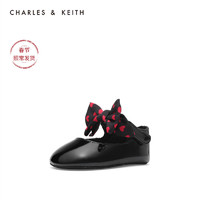 CHARLES&KEITH童鞋CK9-71700036情人节心形蝴蝶结玛丽珍宝宝鞋（17（3-6个月）、Black黑色）