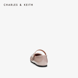 CHARLES&KEITH童鞋CK9-71700060-1半宝石饰儿童玛丽珍鞋（25（3-3.5岁）、Black黑色）