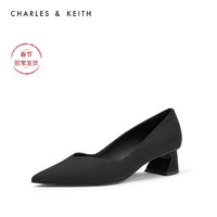 CHARLES&KEITH女鞋CK1-60920146建筑跟饰女士尖头高跟鞋（38、Black黑色）