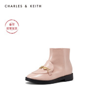 CHARLES&KEITH女靴CK9-91700016金属装饰儿童拉链低跟短靴（28、Pink粉红色）