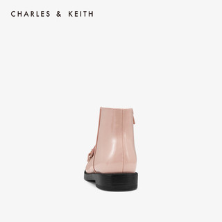 CHARLES&KEITH女靴CK9-91700016金属装饰儿童拉链低跟短靴（26、Black黑色）